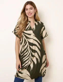 Palm Print Tunic Top