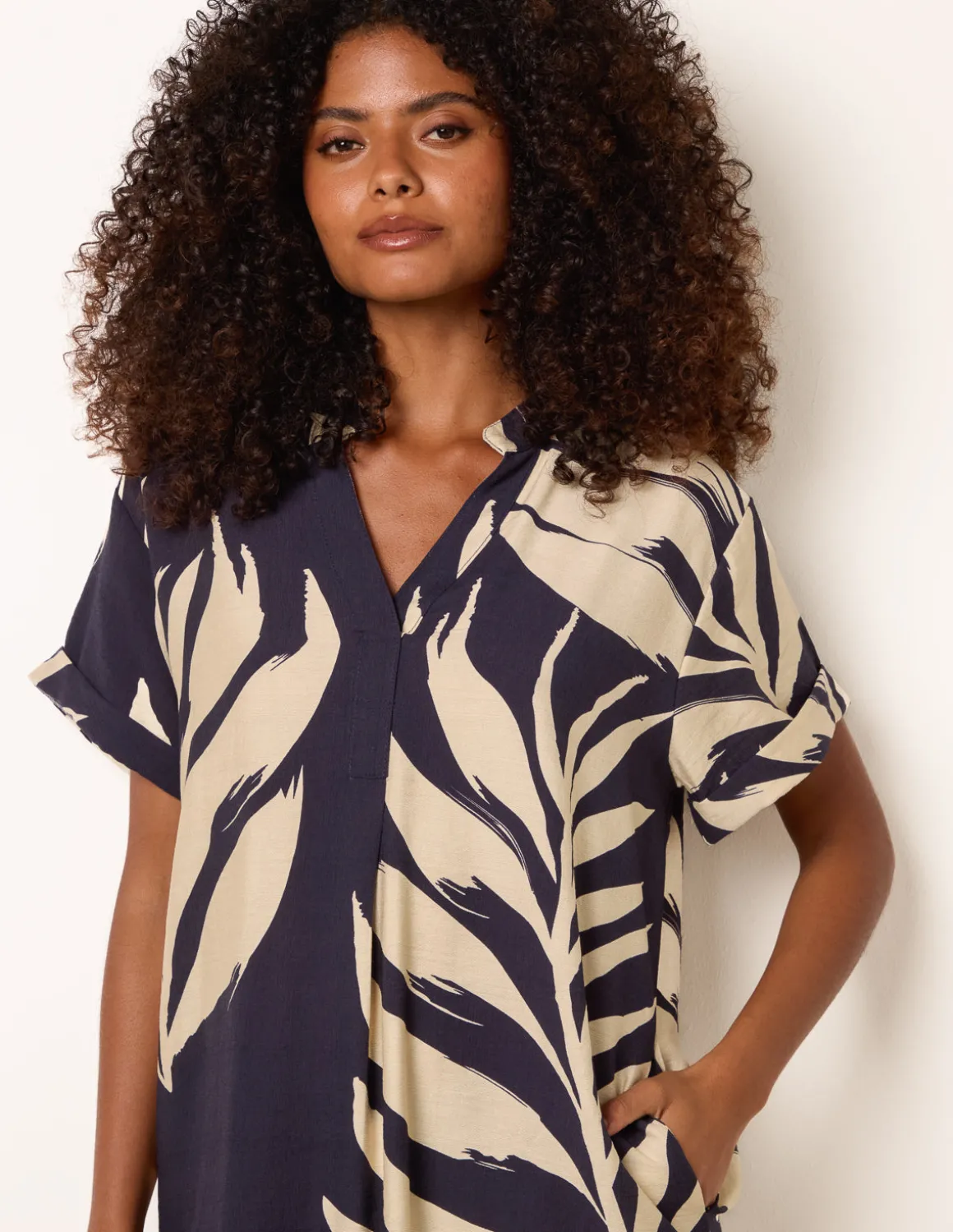 Palm Print Tunic Top