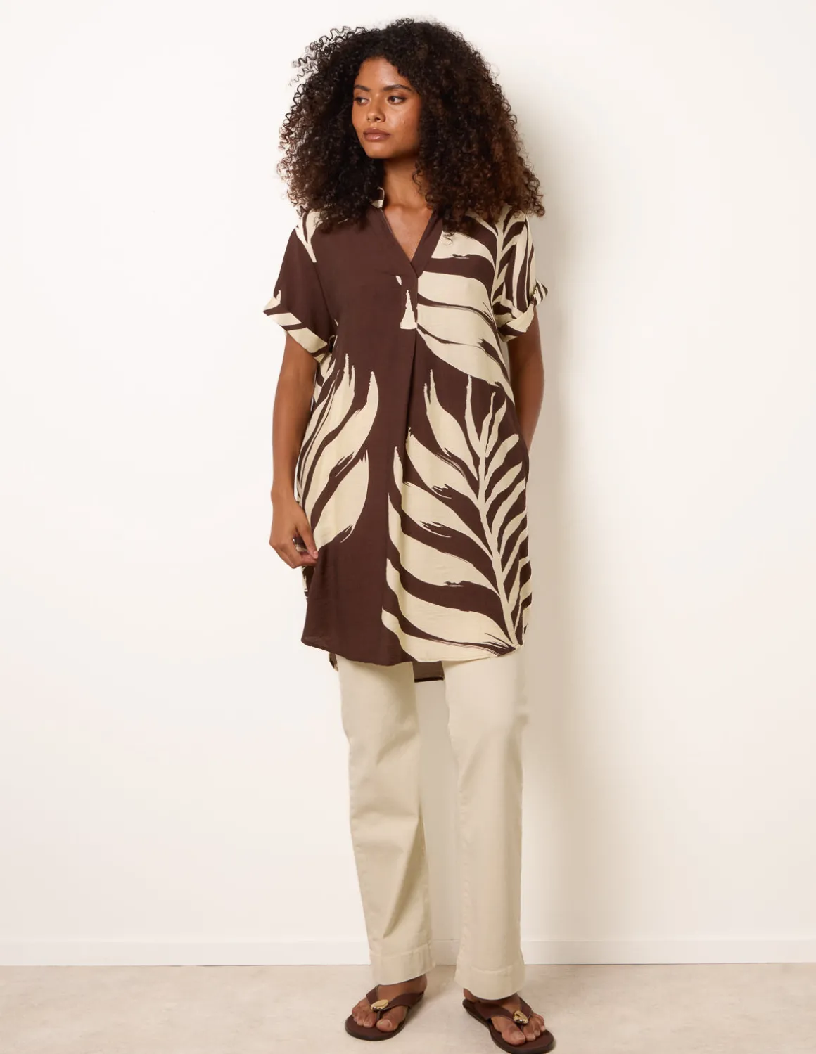 Palm Print Tunic Top