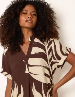 Palm Print Tunic Top
