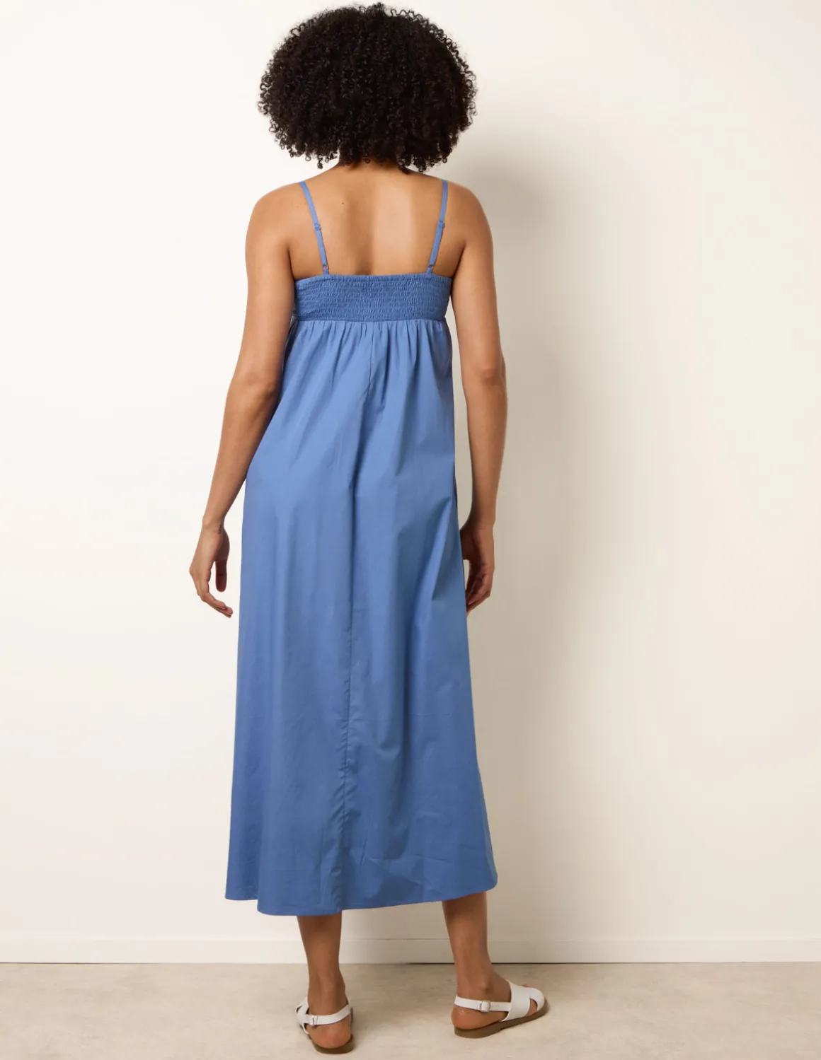 Palm Tree Embroidery Smock Dress