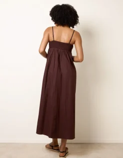 Palm Tree Embroidery Smock Dress