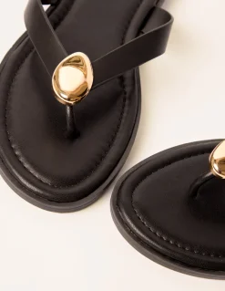 Pebble Embellished Flip Flops