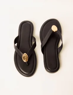 Pebble Embellished Flip Flops