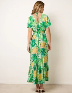 Pineapple Double V Midi Dress