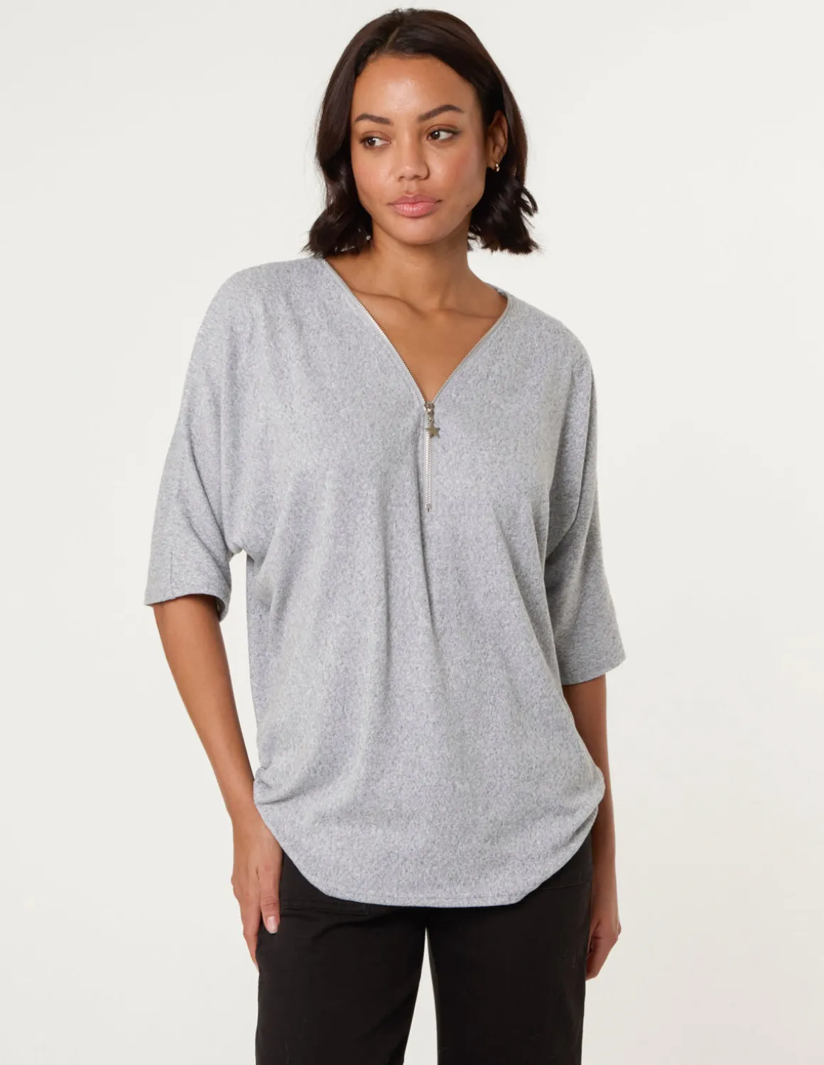 Plain Half Zip Top