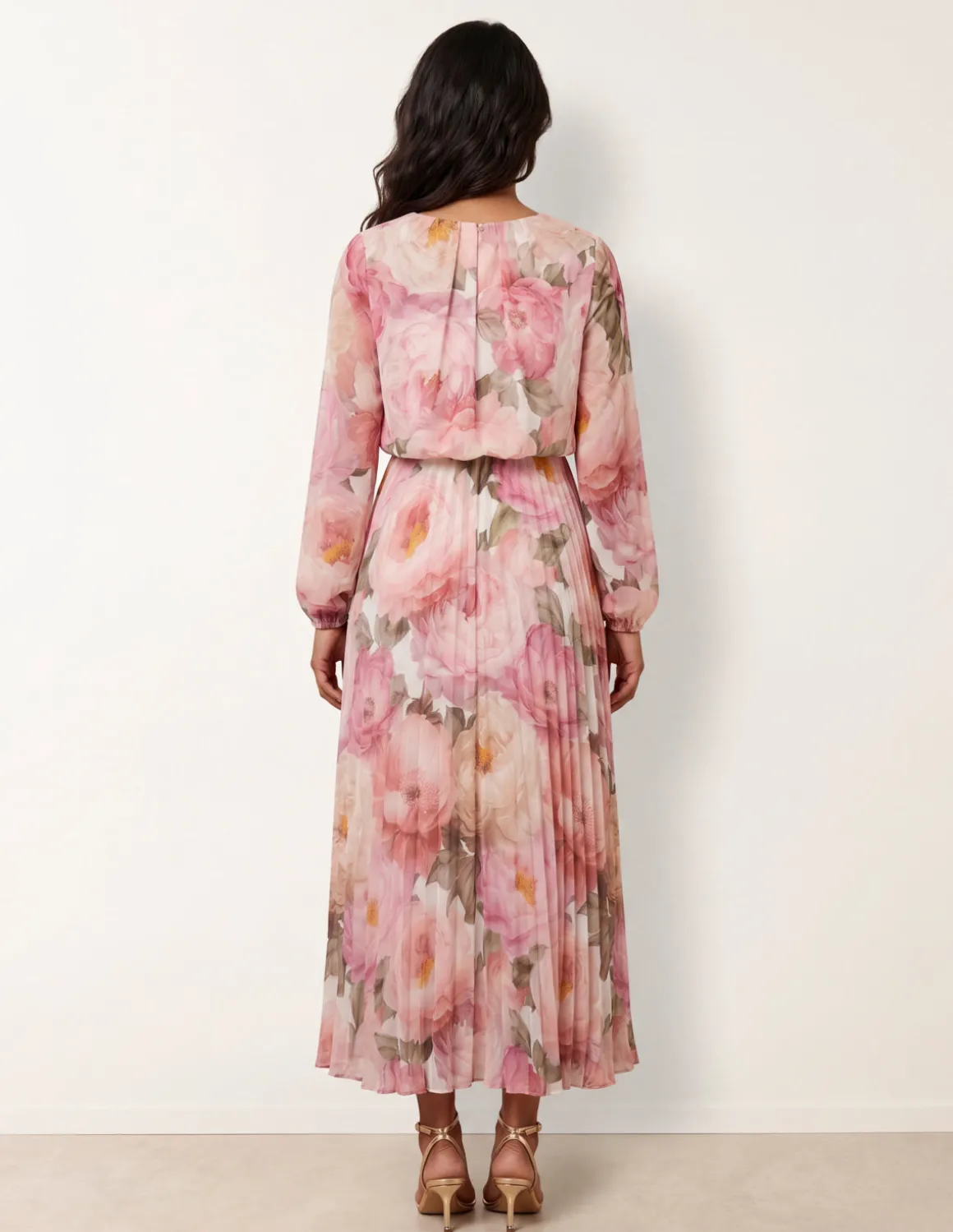 Pleated Floral Dress