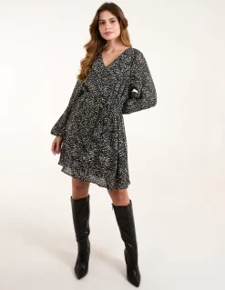 Pleated Mini Dress With Belt