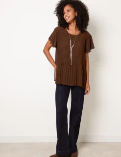 Pleated Short Sleeve Top