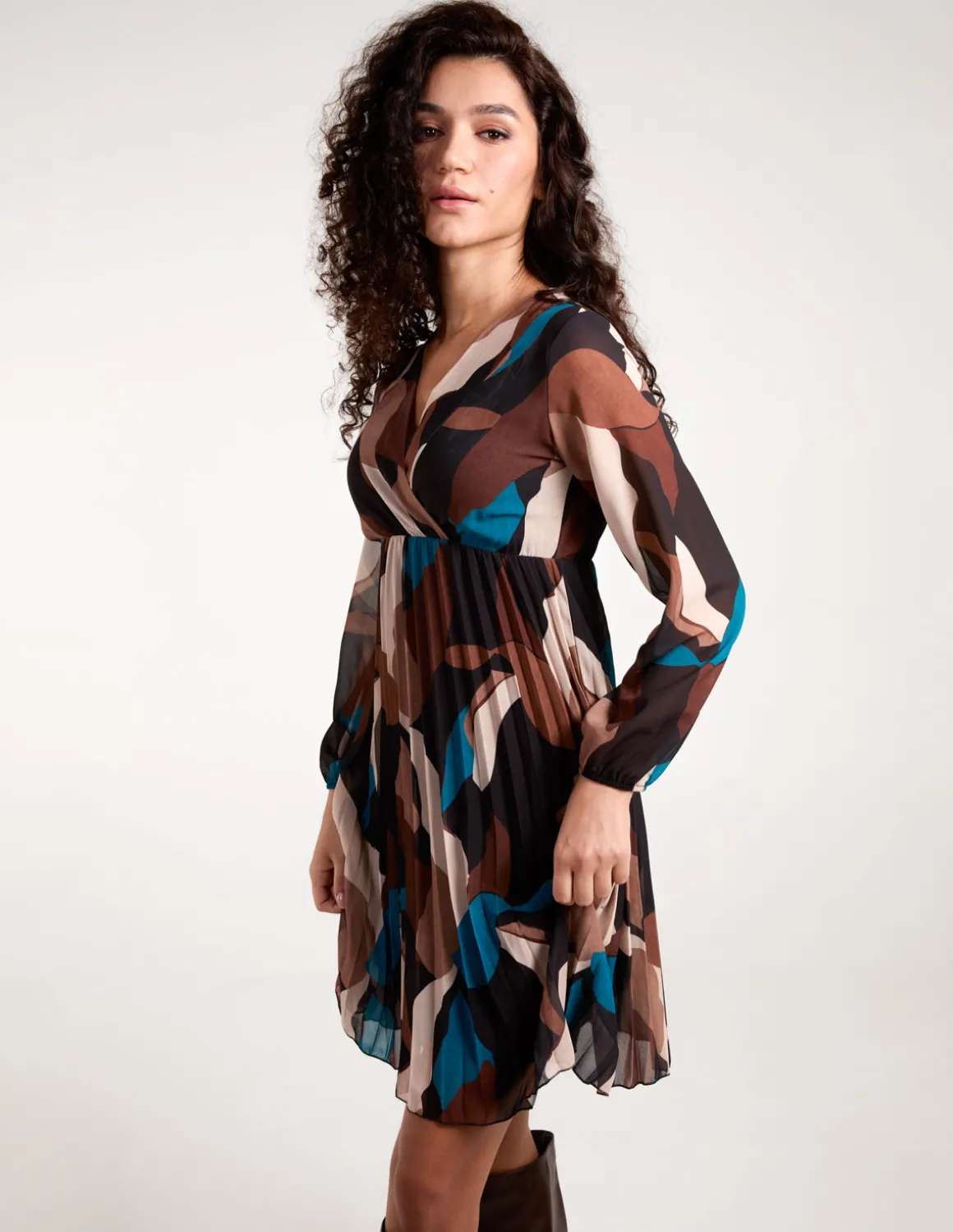 Pleated Wrap Dress