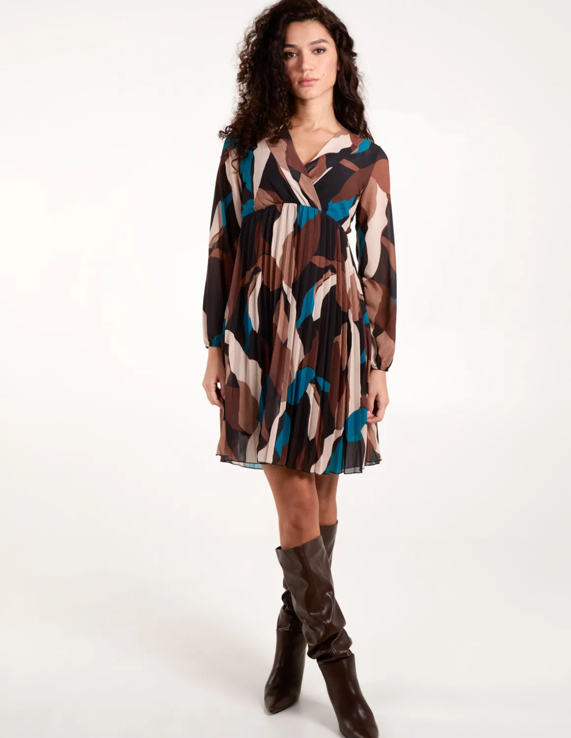 Pleated Wrap Dress