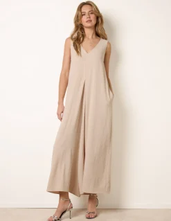 Pleat Front Diamante Jumpsuit