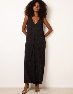 Pleat Front Diamante Jumpsuit