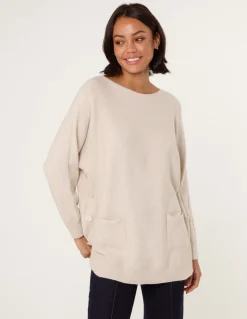 Pocket Slash Scoop Neck Jumper