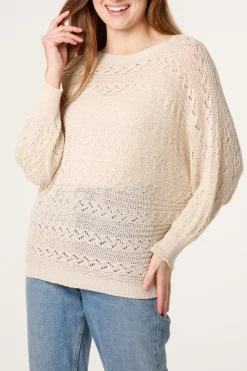 Pointelle Cable Batwing Jumper
