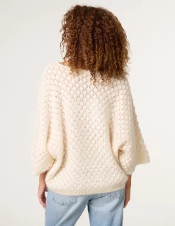 Pointelle Knit Batwing Jumper