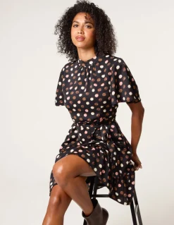 Polka Dot High Neck Flippy Dress