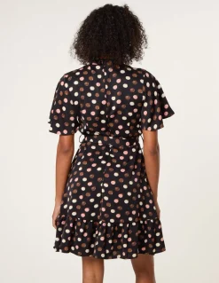 Polka Dot High Neck Flippy Dress