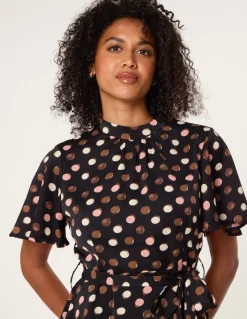 Polka Dot High Neck Flippy Dress