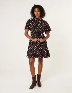 Polka Dot High Neck Flippy Dress