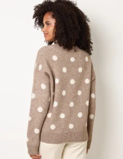 Polka Dot Knit Jumper With Scarf