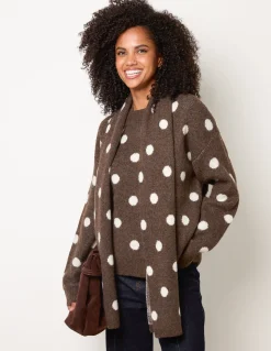 Polka Dot Knit Jumper With Scarf