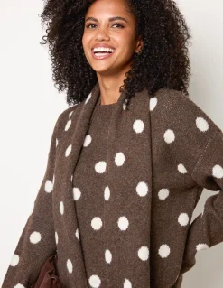 Polka Dot Knit Jumper With Scarf