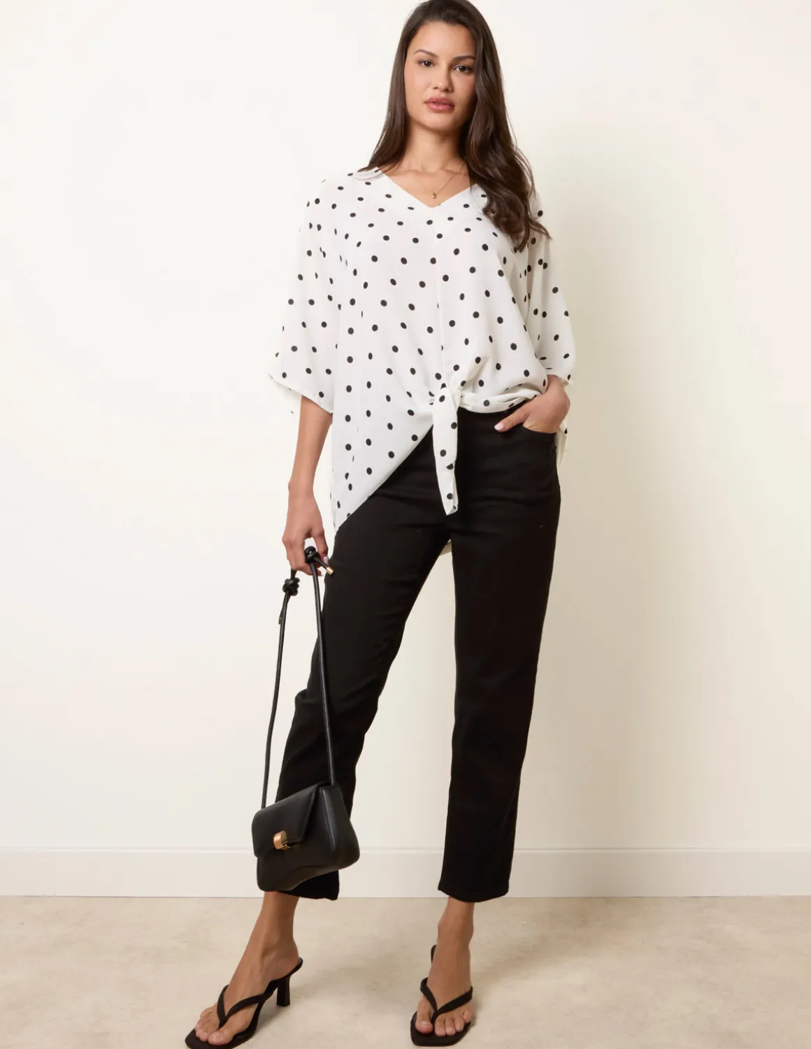 Polka Dot Knot Front Top