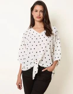 Polka Dot Knot Front Top