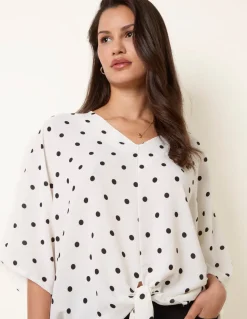 Polka Dot Knot Front Top
