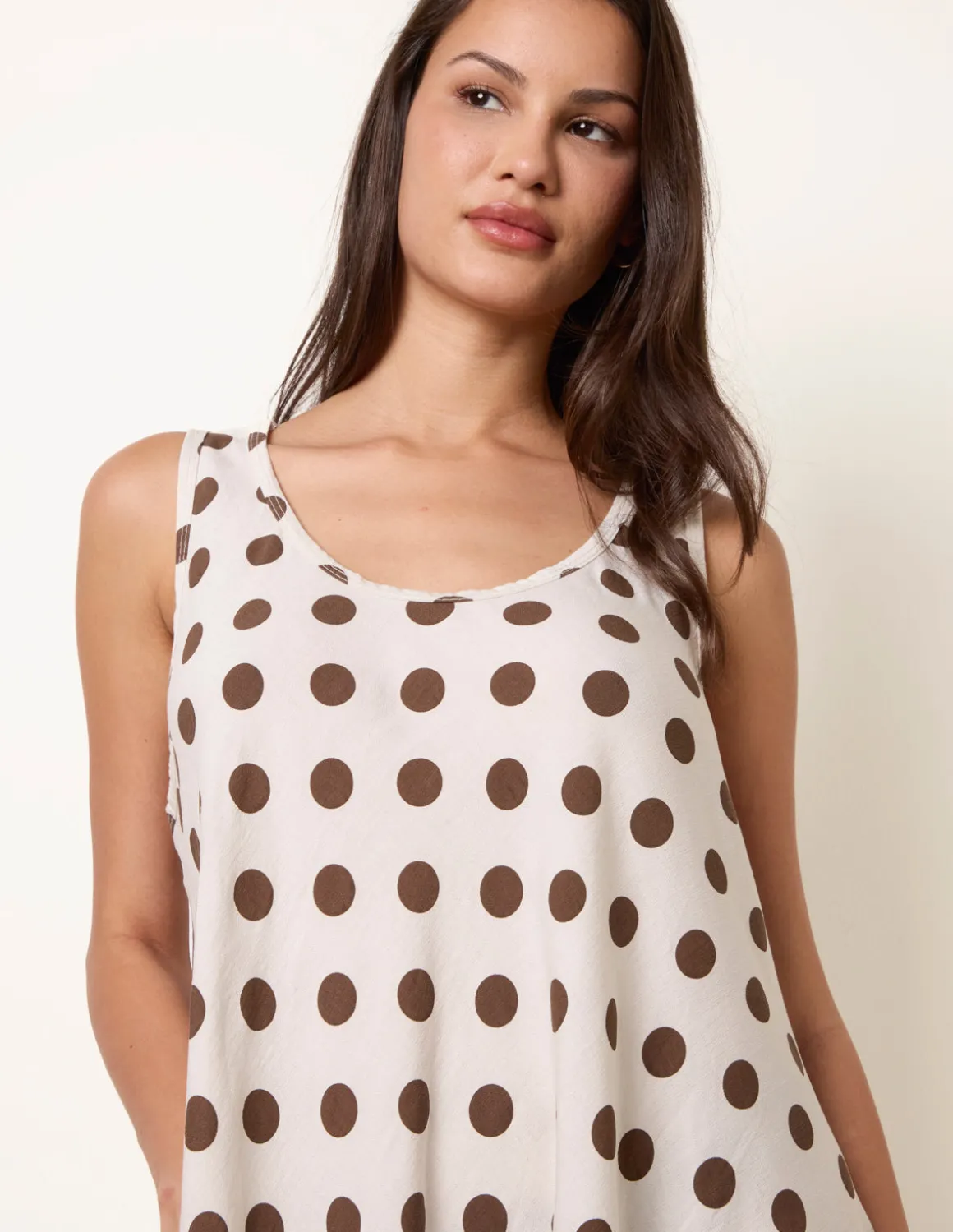 Polka Dot Linen Like Dress