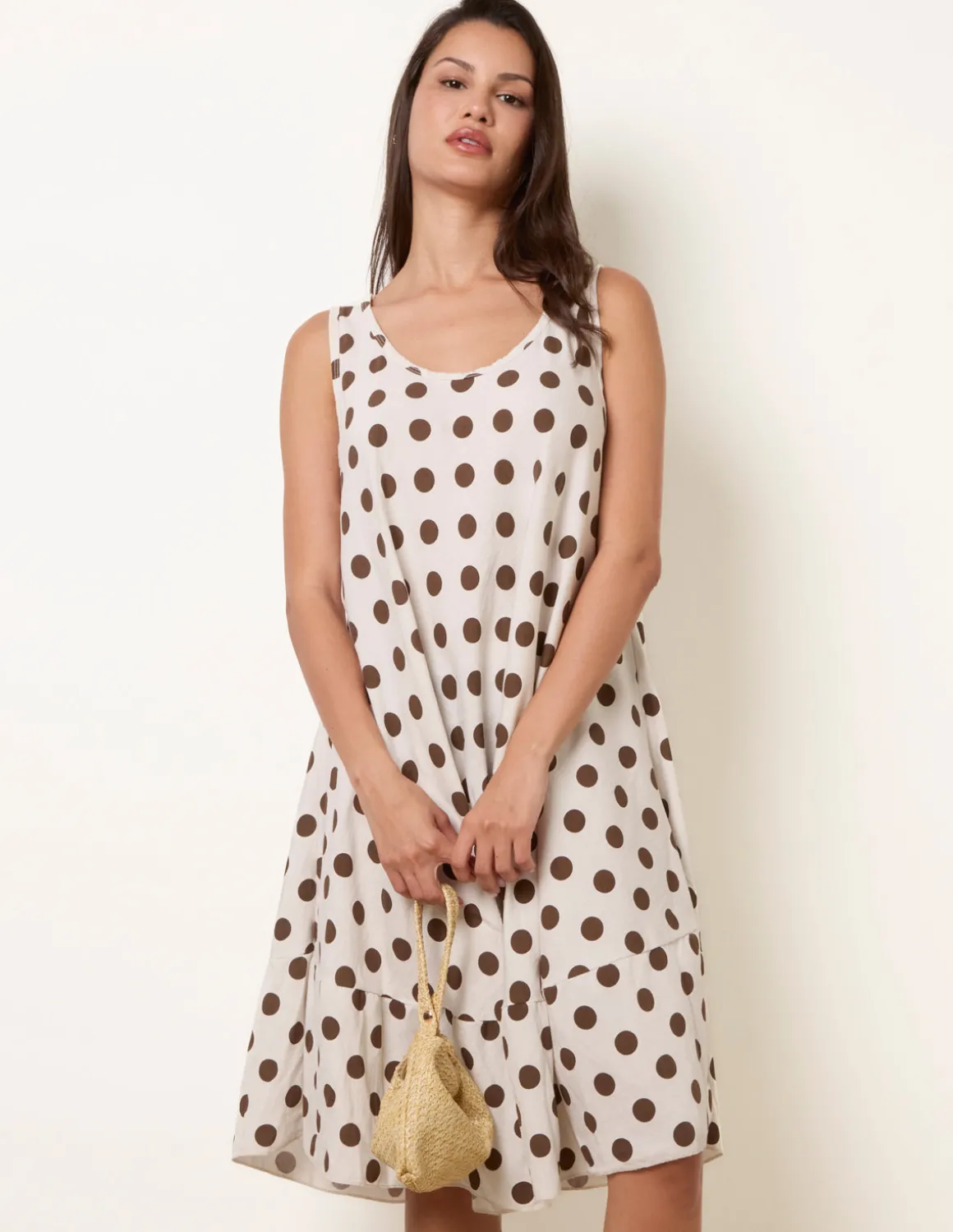 Polka Dot Linen Like Dress