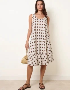 Polka Dot Linen Like Dress