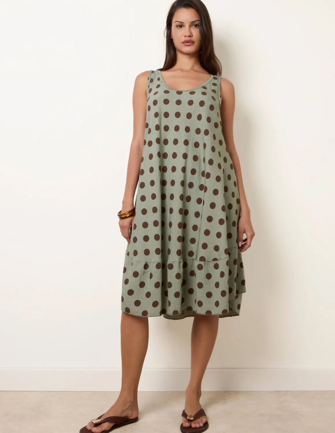 Polka Dot Linen Like Dress