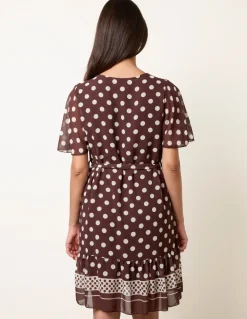 Polka Dot Short Sleeve Border Dress