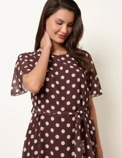 Polka Dot Short Sleeve Border Dress