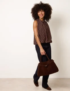Polka Dot Sleeveless Cowl Neck Top