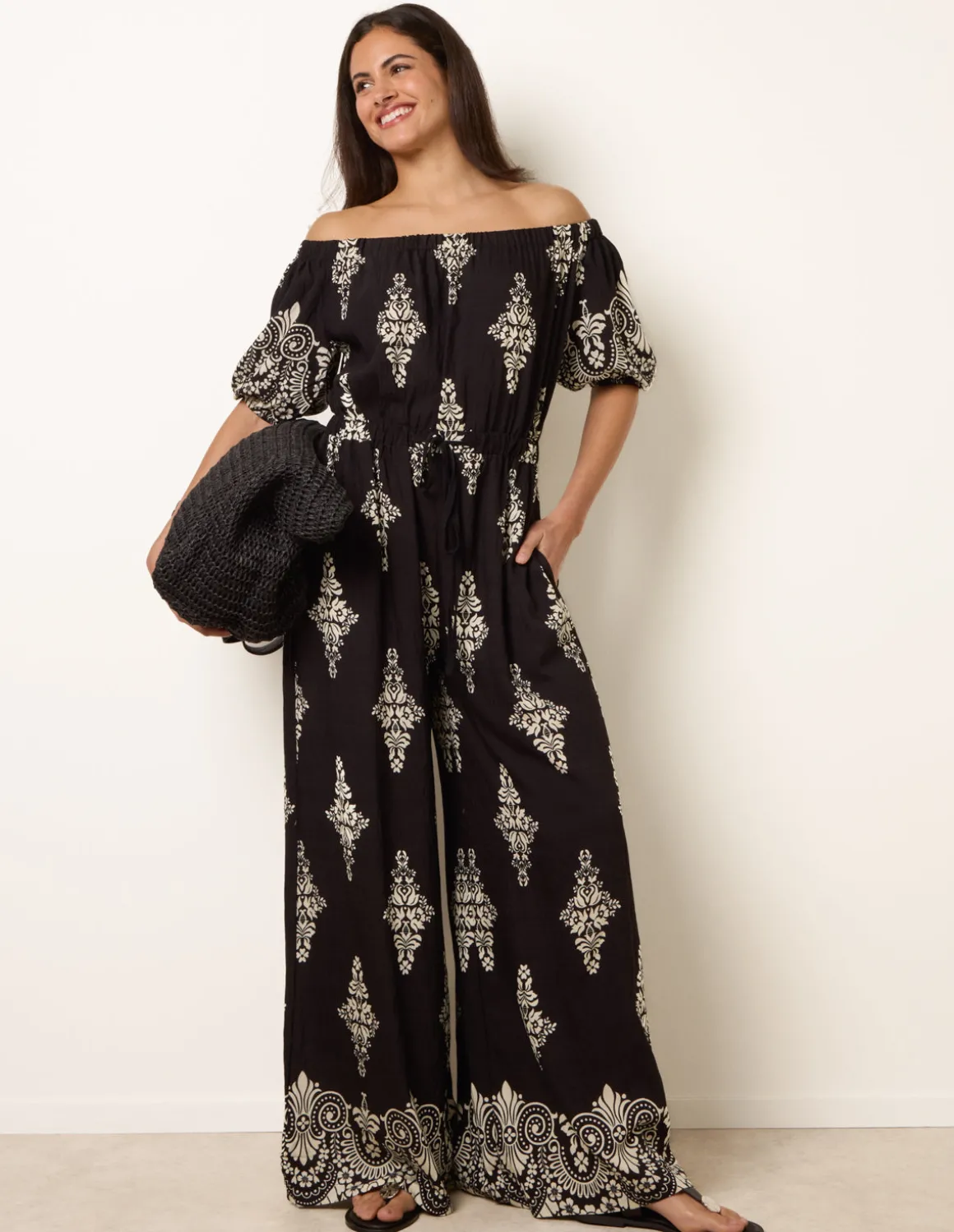 Printed Off Shoulder Jumpsuit
