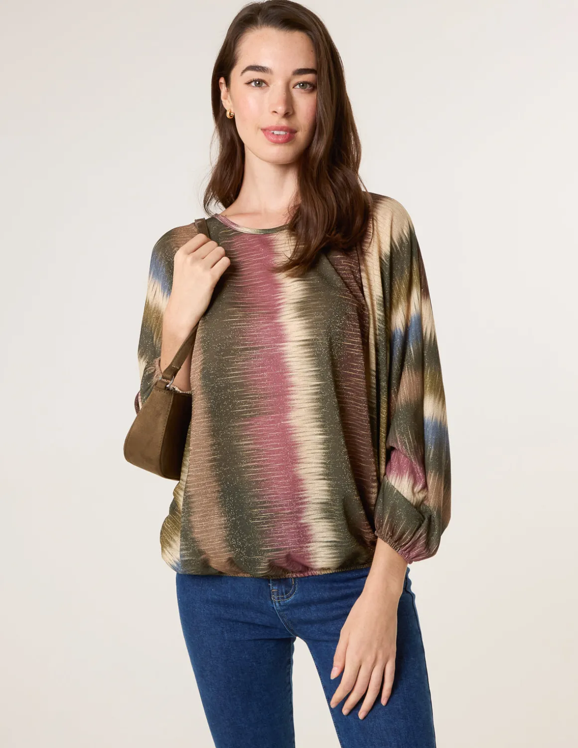 Printed Round Neck Long Sleeve Top