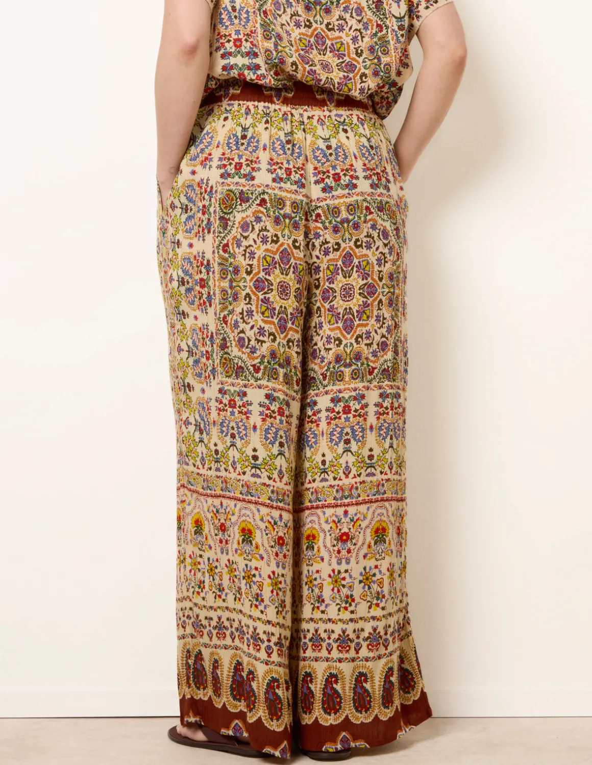 Printed Shirred Waist Trousers