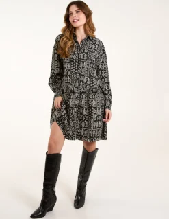 Printed Smock Shirt Dress