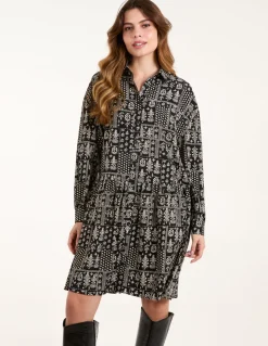 Printed Smock Shirt Dress