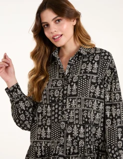 Printed Smock Shirt Dress