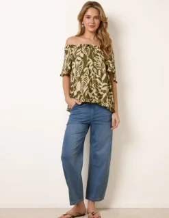 Printed Tie Front Top