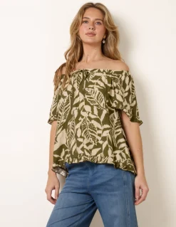 Printed Tie Front Top