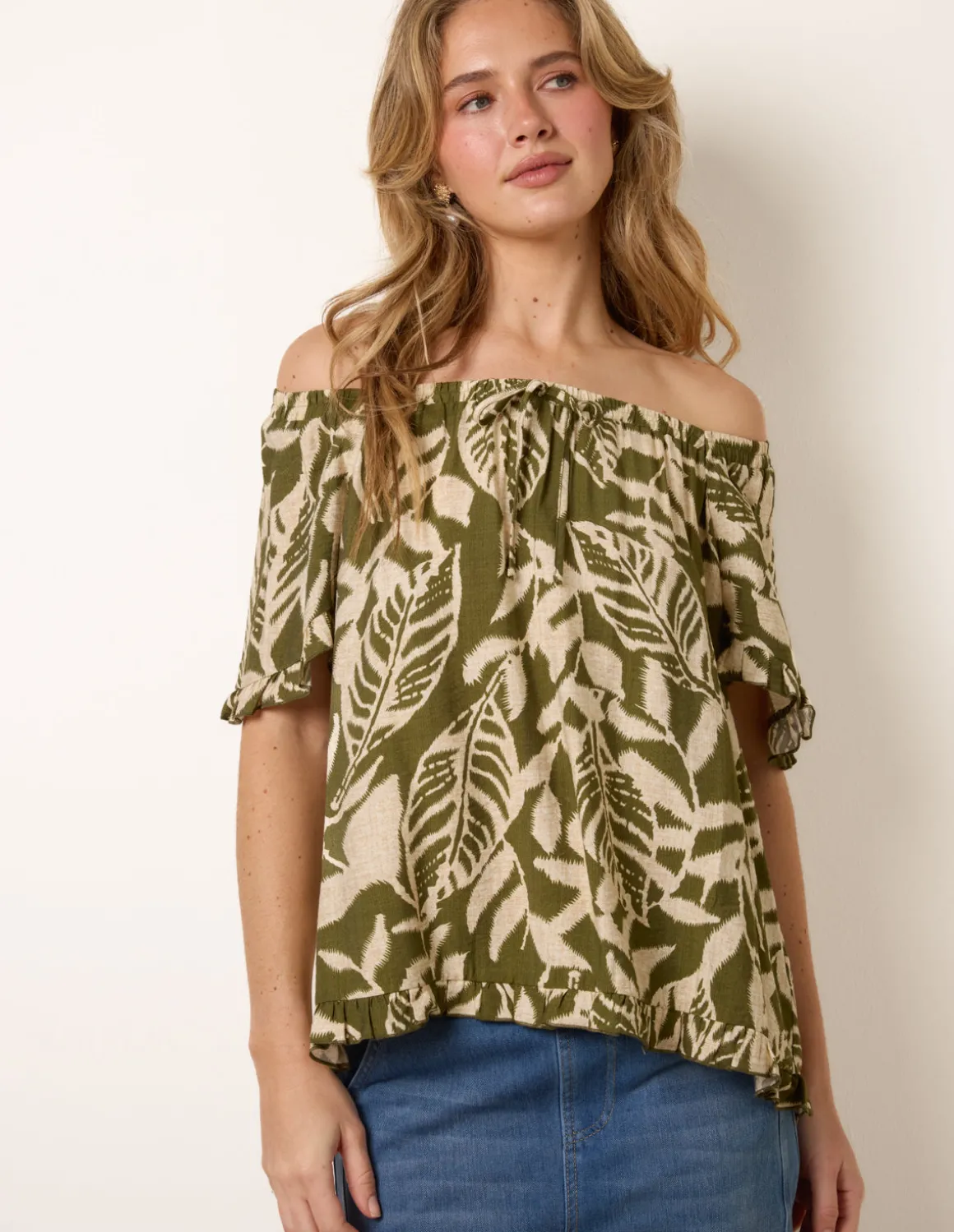 Printed Tie Front Top