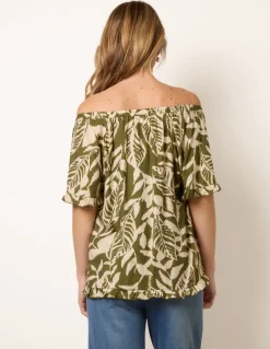 Printed Tie Front Top