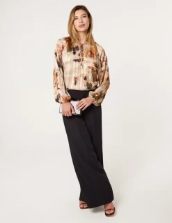 Printed Tie Neck Blouse
