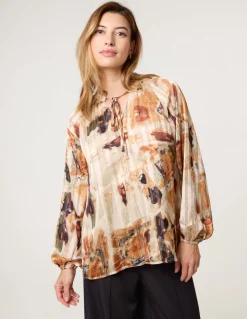 Printed Tie Neck Blouse