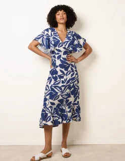 Printed V Neck Dress